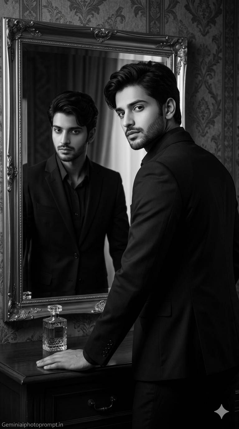 black and white boy ai portrait