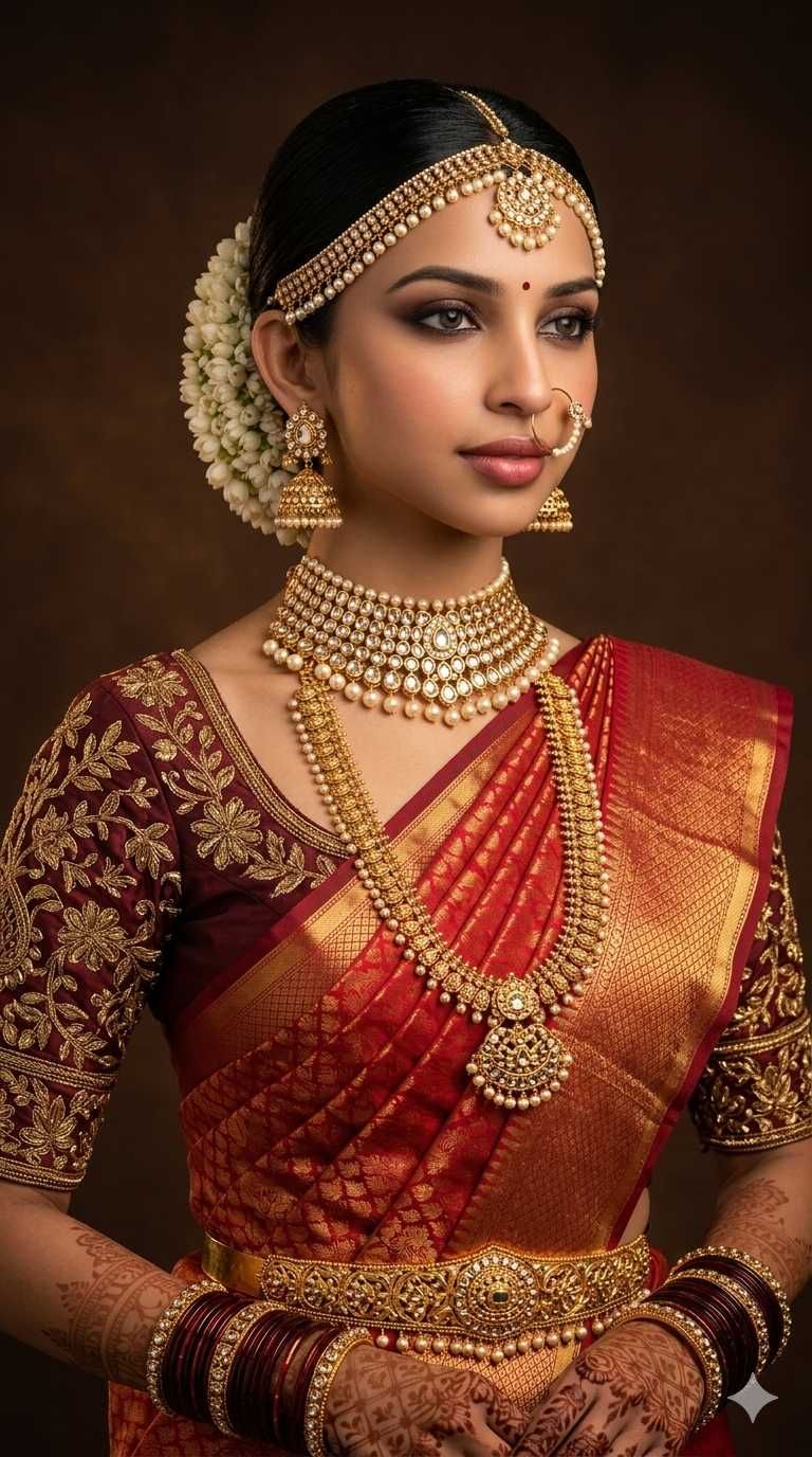 South indian bride in gold