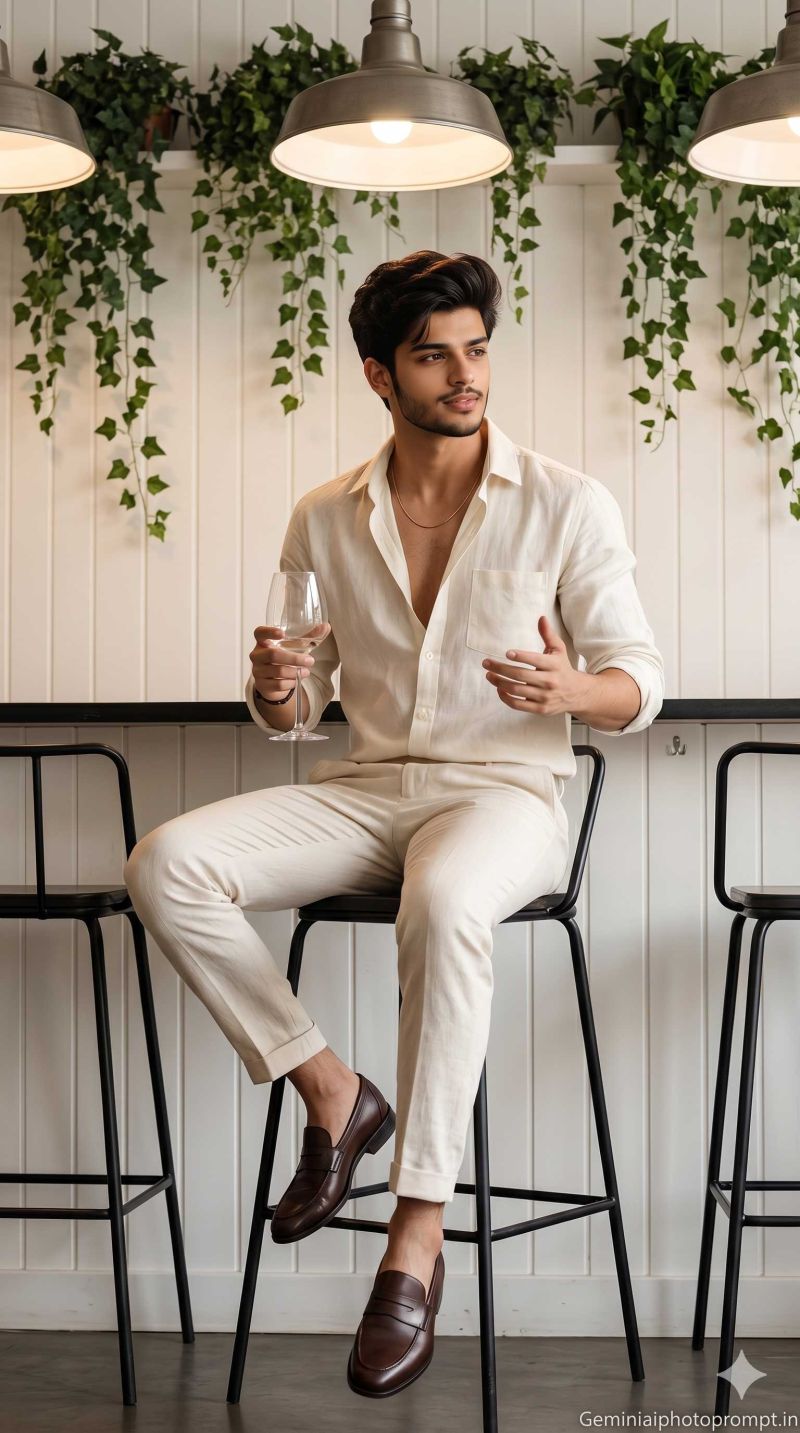 Restaurant look of a men gemini prompt free ai photo